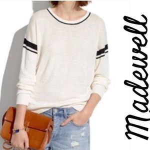 Madewell Inset stripe varsity crewneck sweater S